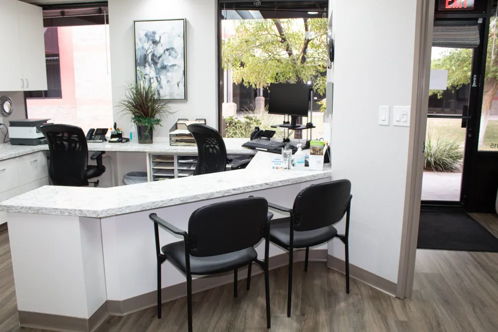 Reception counter and lobby at Ahwatukee Smiles